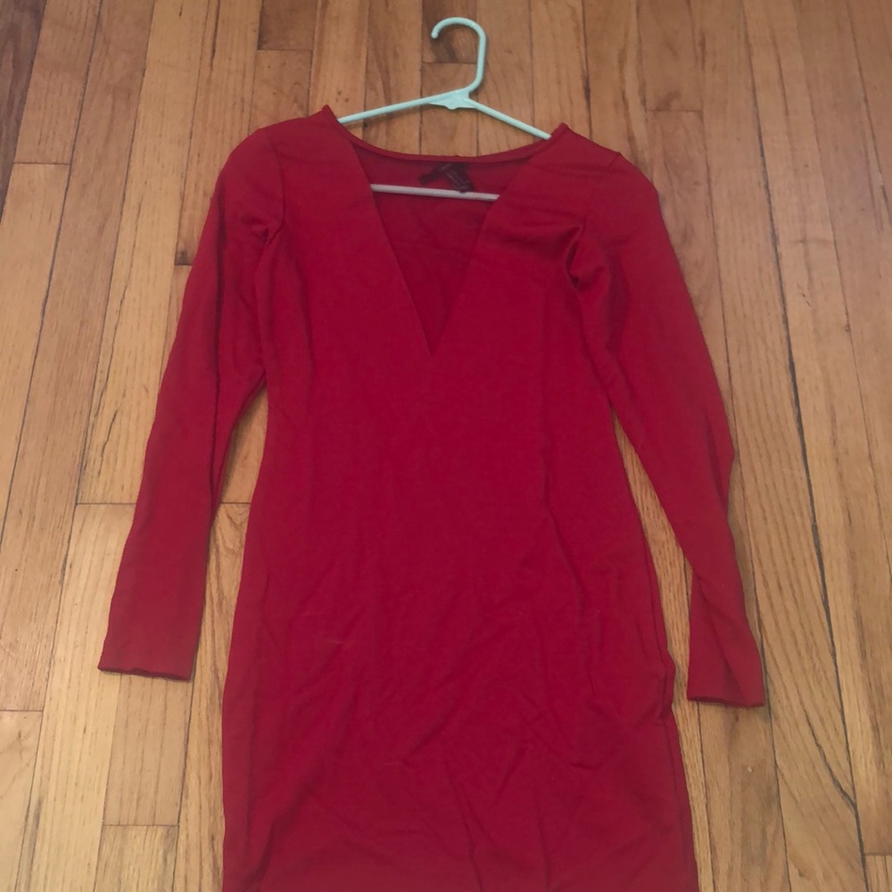 Red long sleeve dress